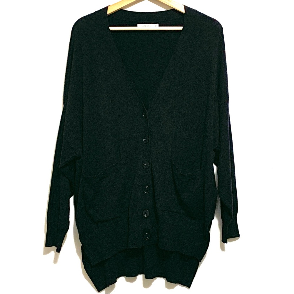 Mersea Anywhere Black Cardigan Sweater Oversized One Size